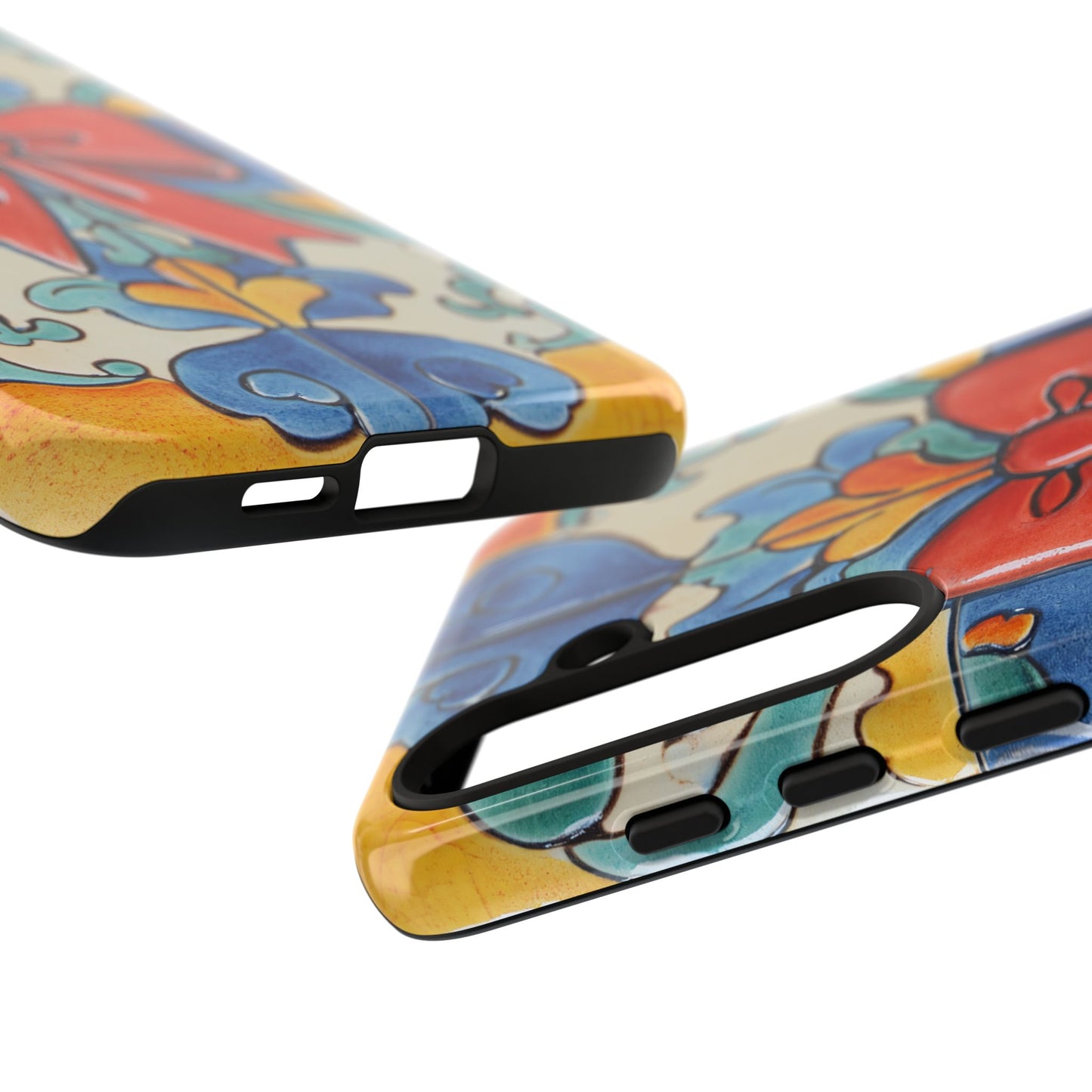 Colourful Ceramic Tile Design Phone Case With Red Bow