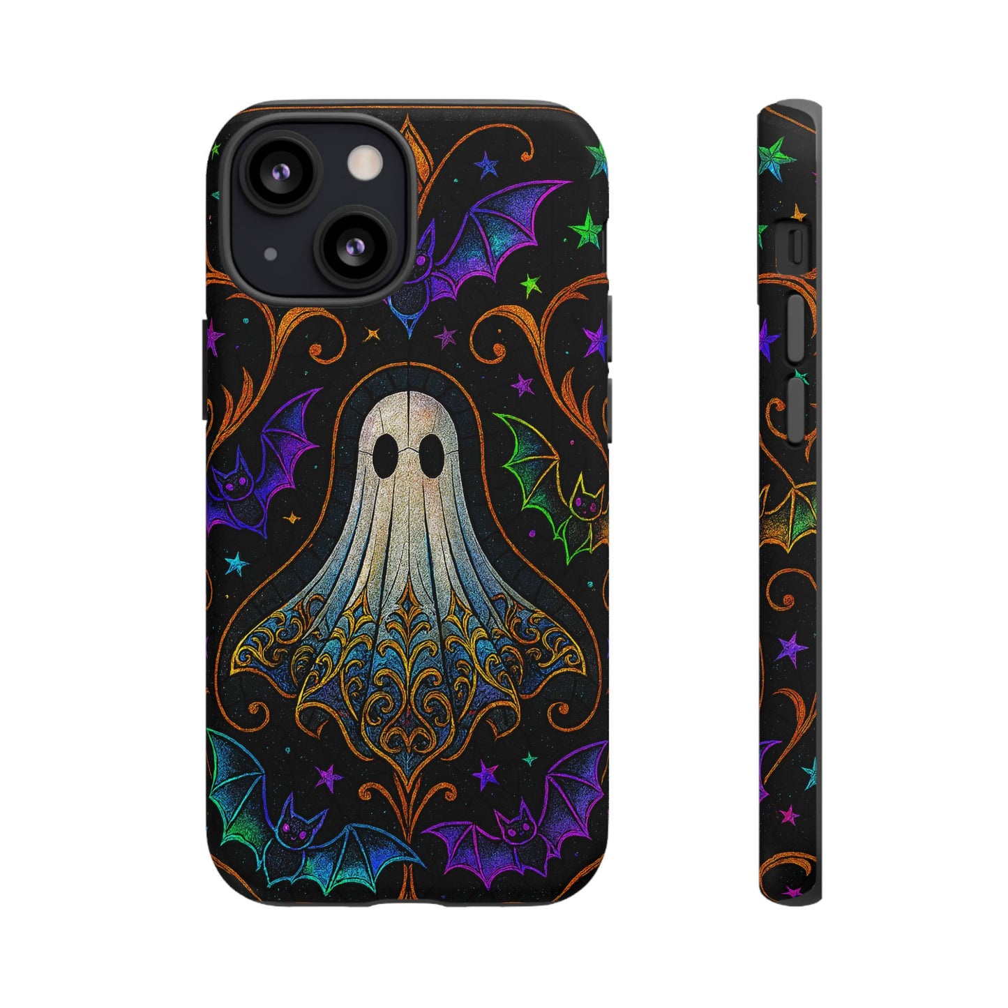 Spooky Cute Ghost Phone Cases - Adorable Neon Bats