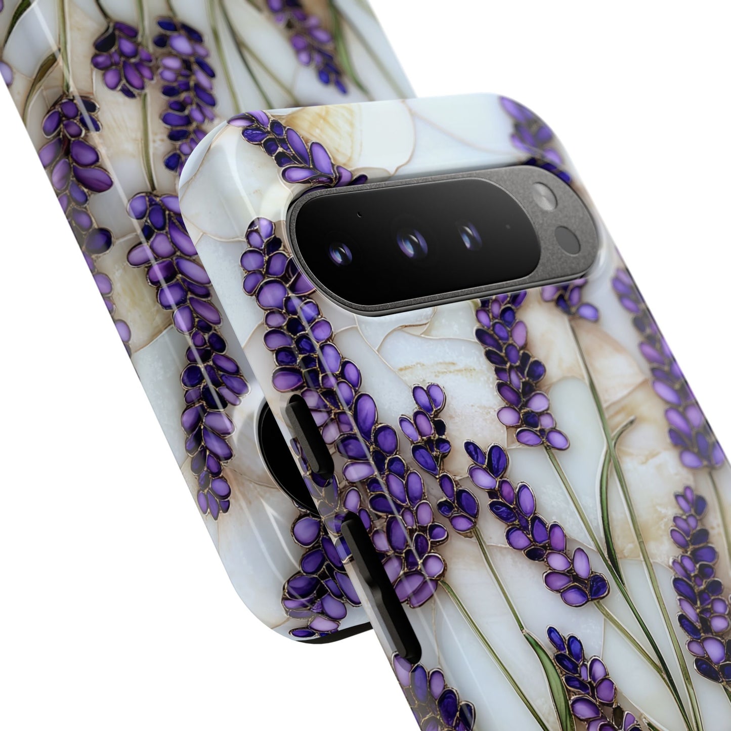 Floral Phone Case With Lavender in Stained Glass Motif