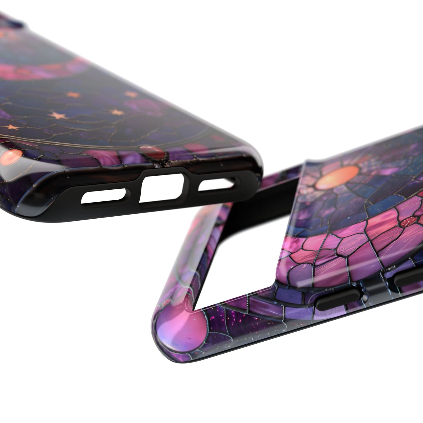 Pink Moon Tough Phone Cases in Stained Glass Design