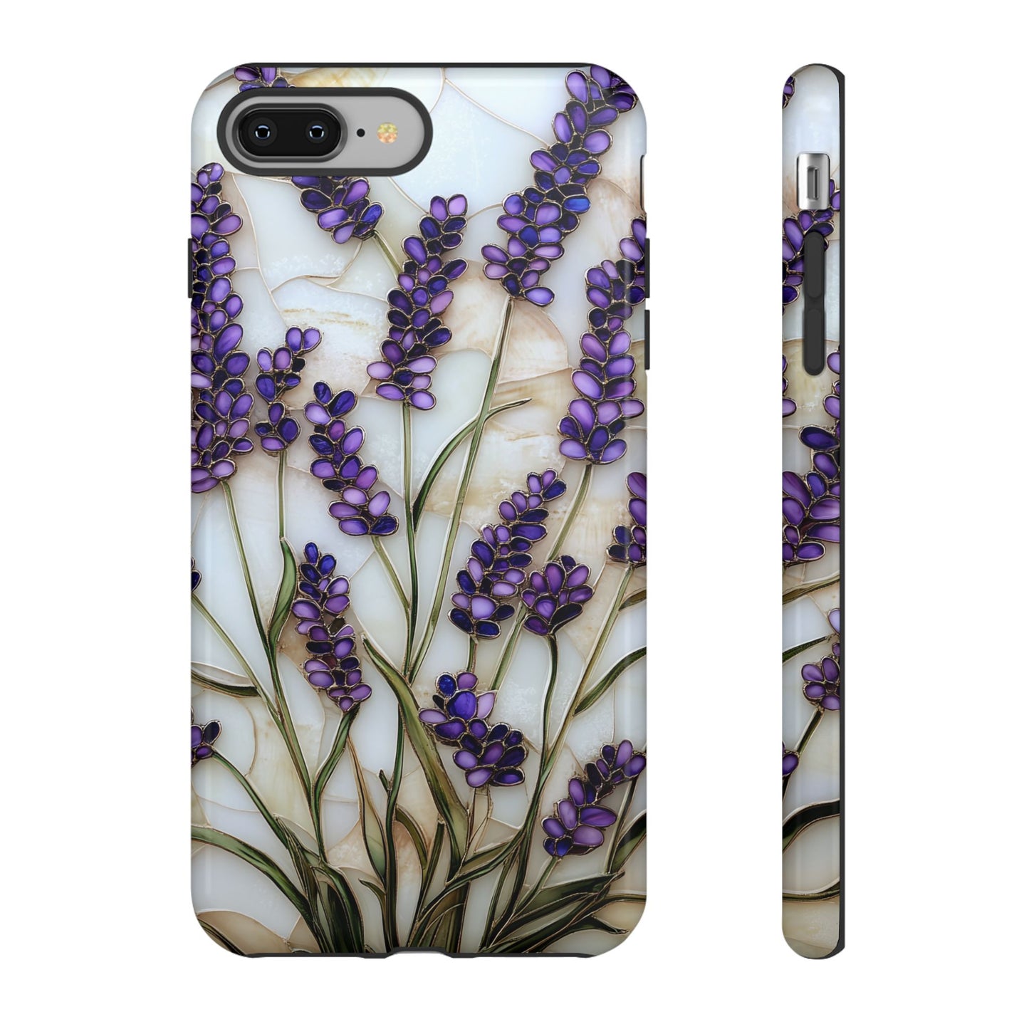 Floral Phone Case With Lavender in Stained Glass Motif