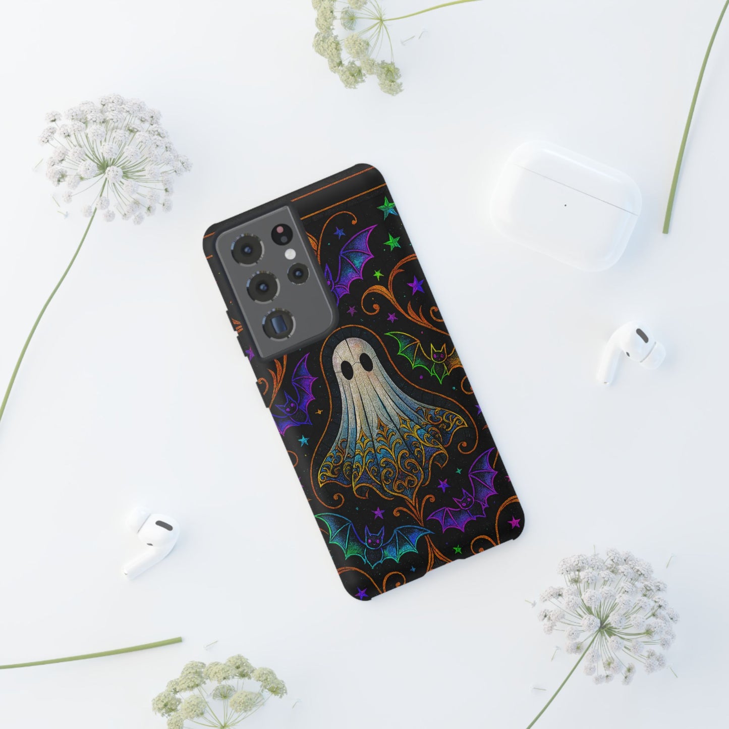 Spooky Cute Ghost Phone Cases - Adorable Neon Bats