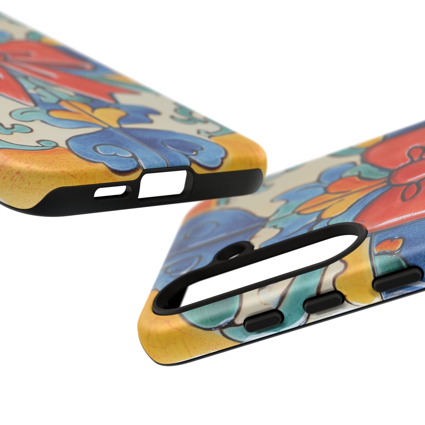 Colourful Ceramic Tile Design Phone Case With Red Bow