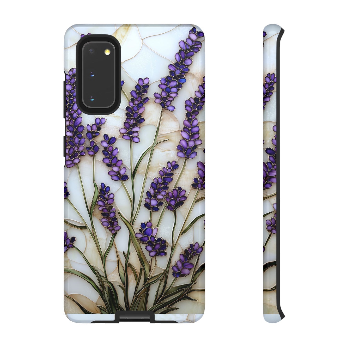 Floral Phone Case With Lavender in Stained Glass Motif
