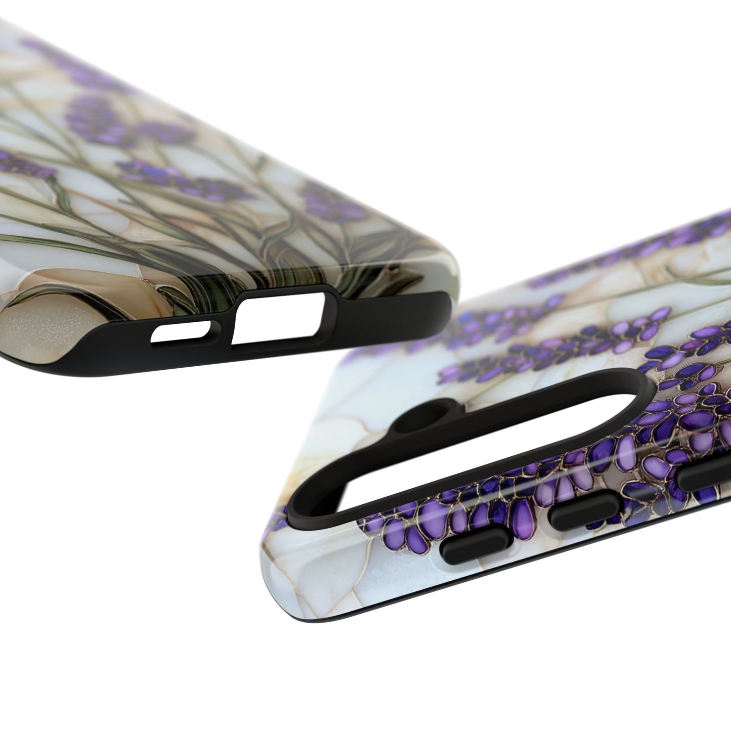 Floral Phone Case With Lavender in Stained Glass Motif