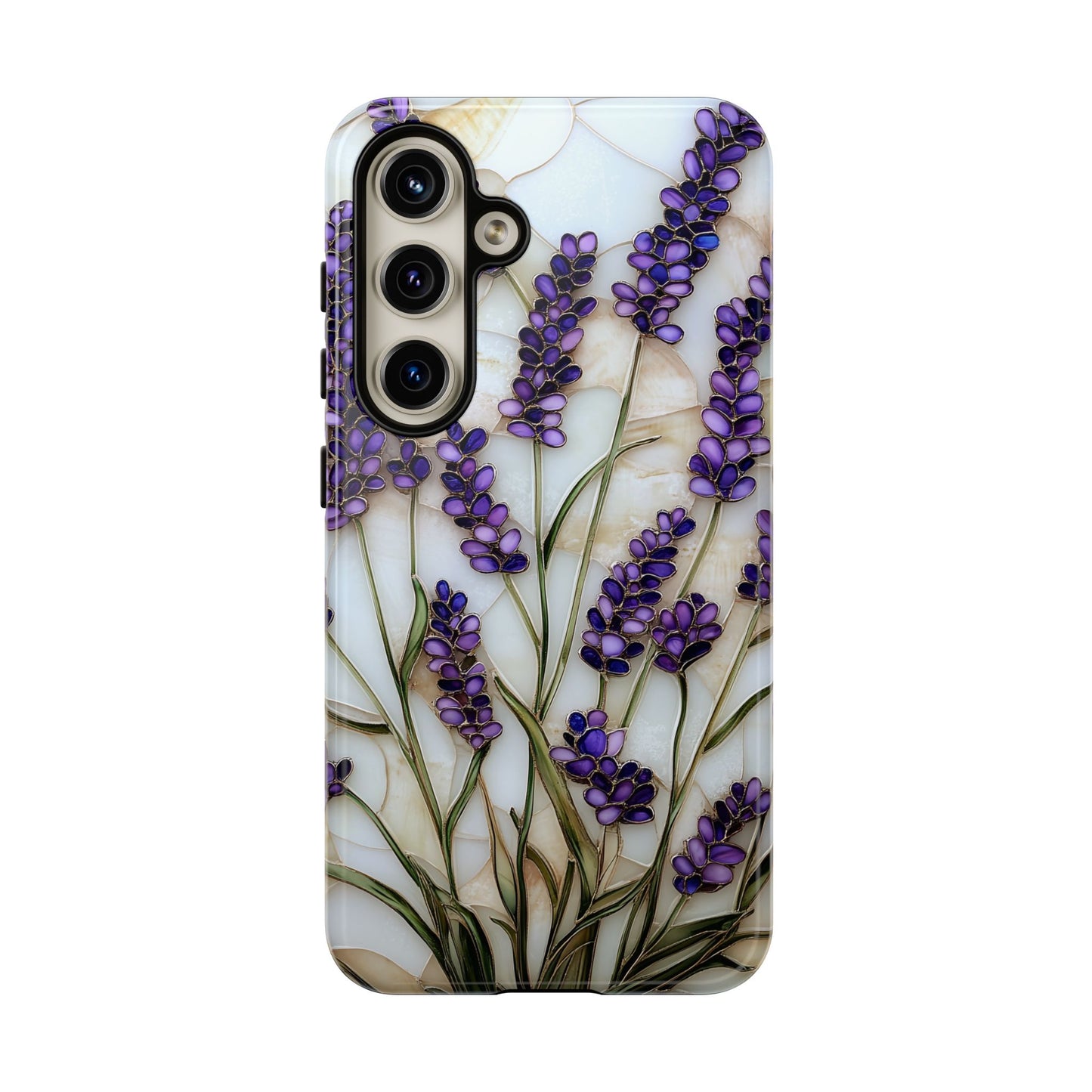 Floral Phone Case With Lavender in Stained Glass Motif