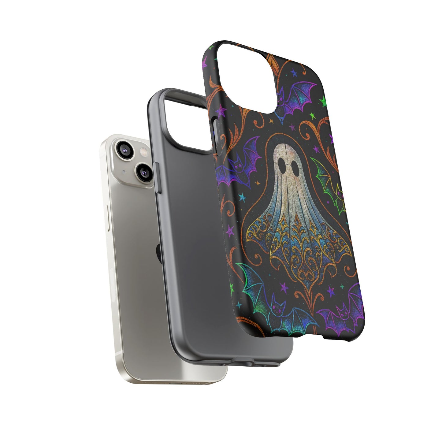 Spooky Cute Ghost Phone Cases - Adorable Neon Bats