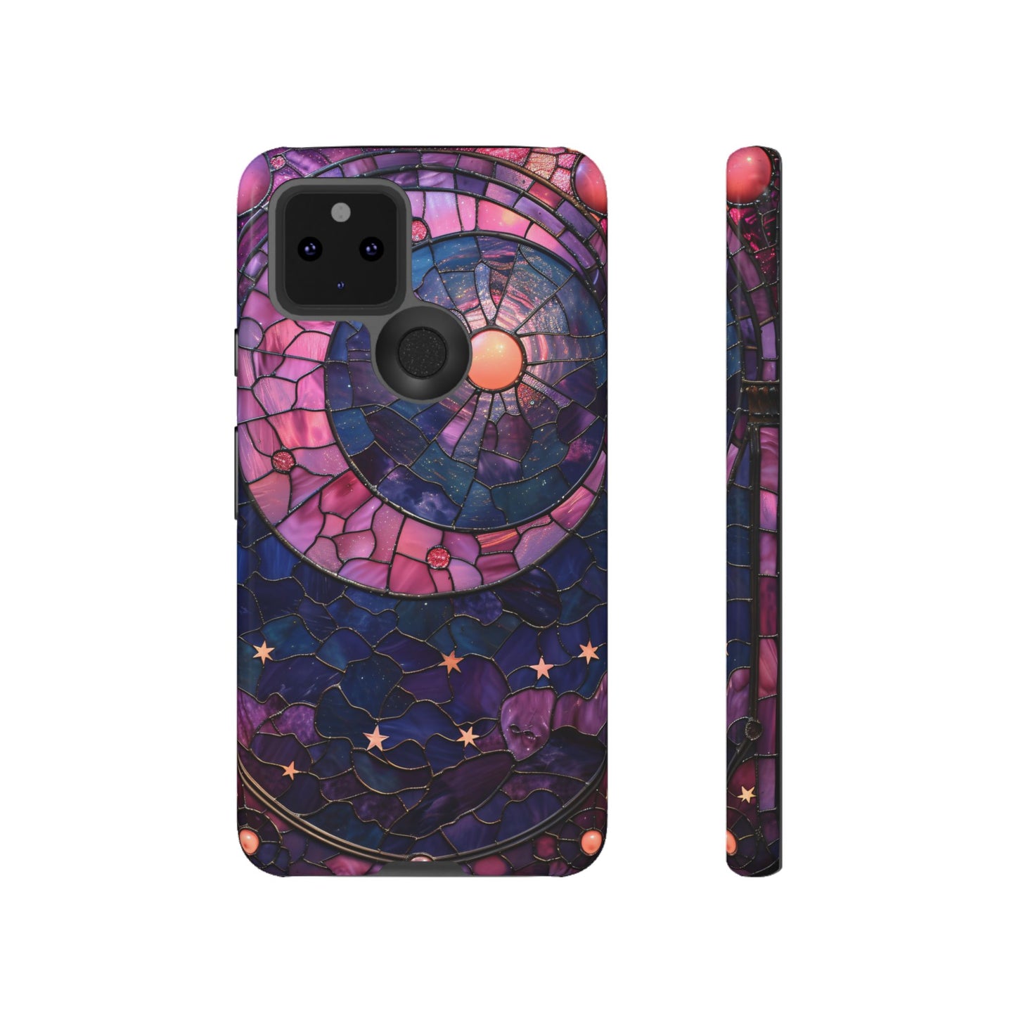 Pink Moon Tough Phone Cases in Stained Glass Design