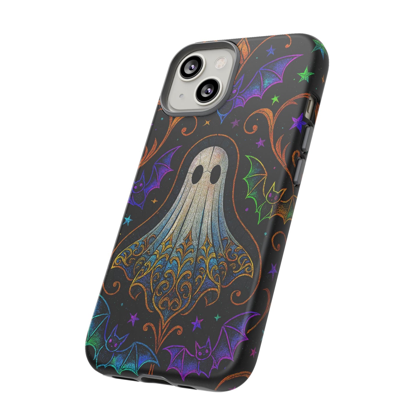 Spooky Cute Ghost Phone Cases - Adorable Neon Bats