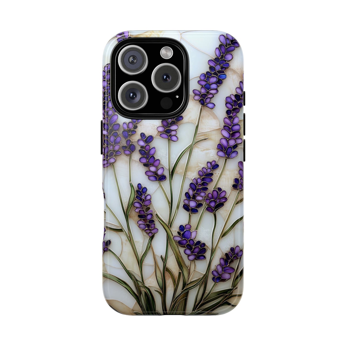 Floral Phone Case With Lavender in Stained Glass Motif
