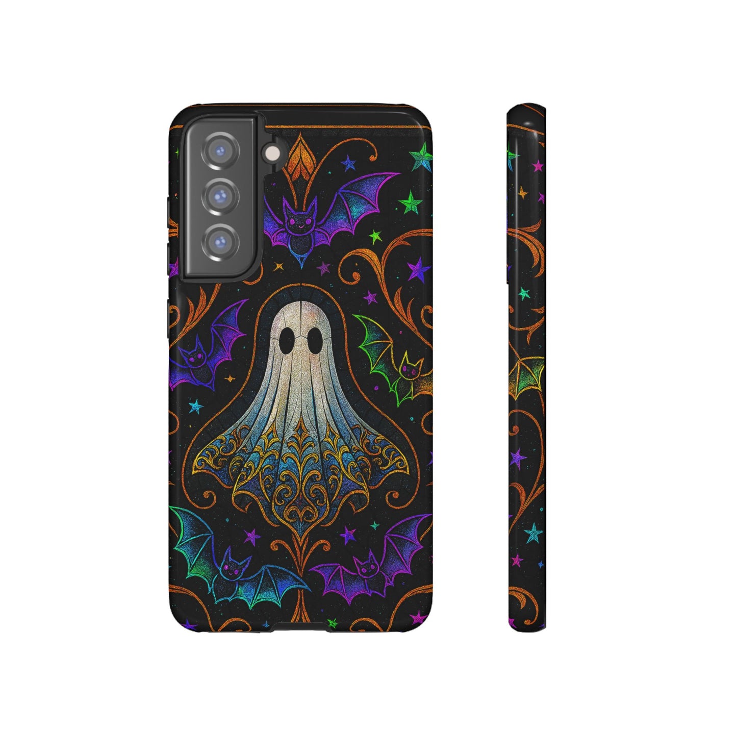 Spooky Cute Ghost Phone Cases - Adorable Neon Bats