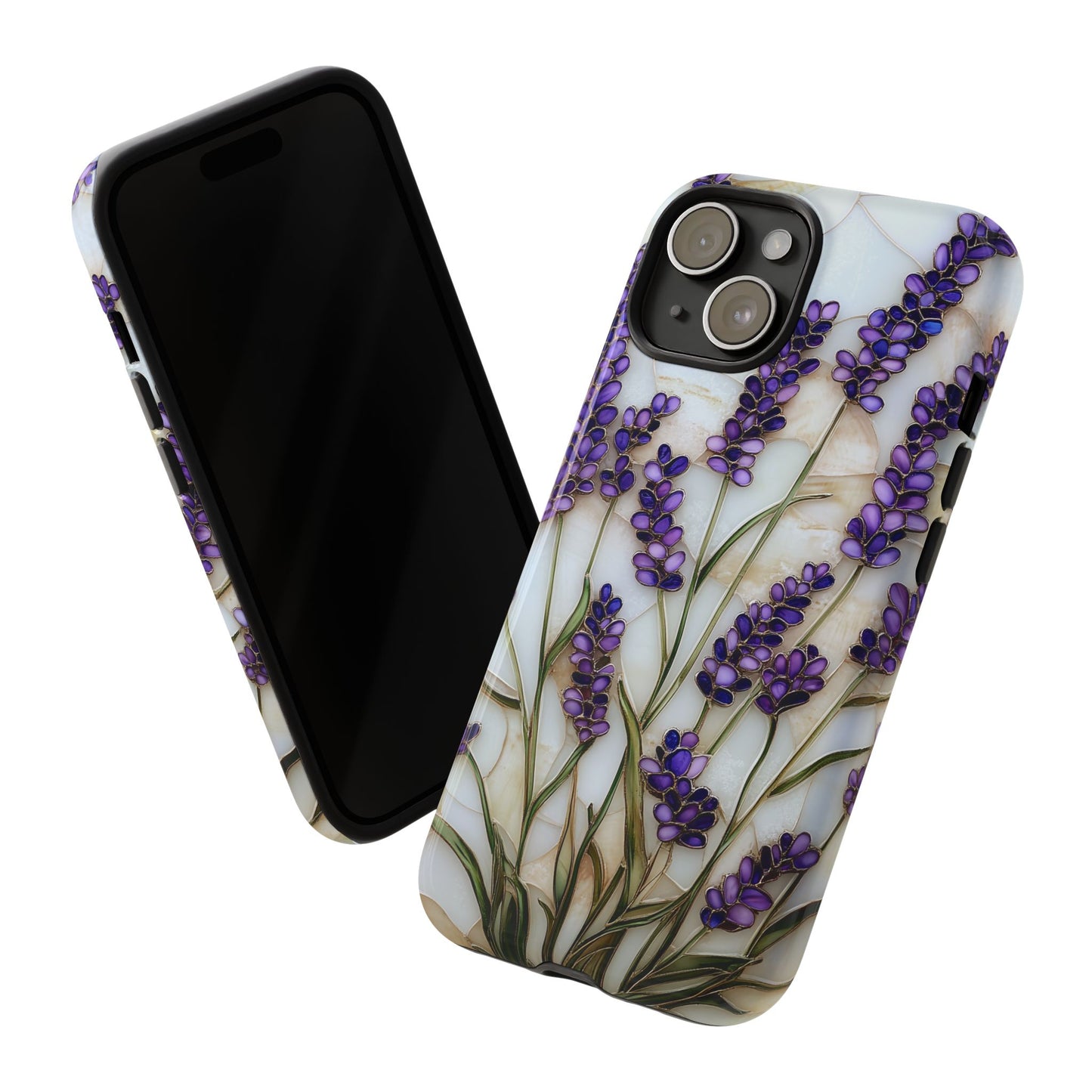Floral Phone Case With Lavender in Stained Glass Motif