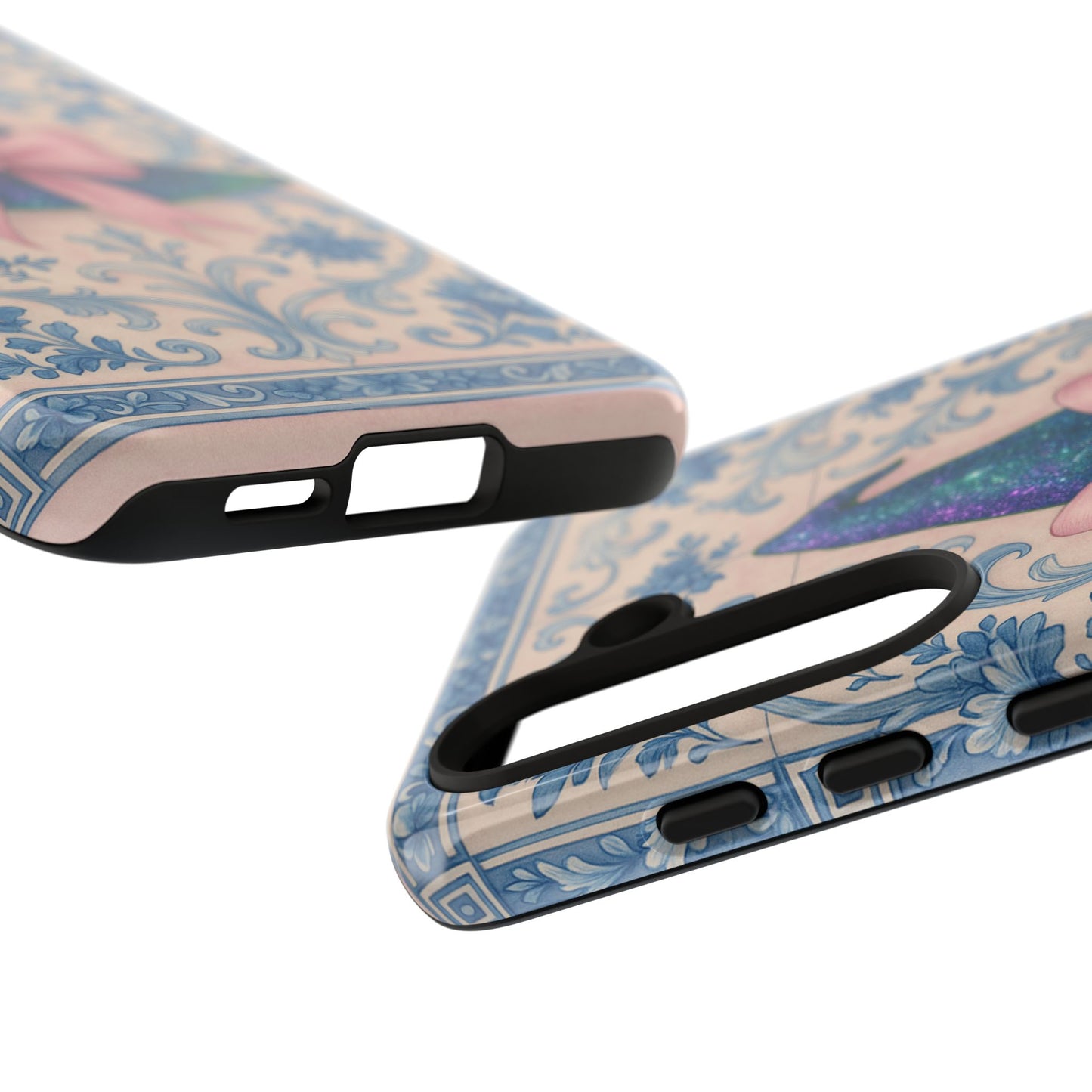 Phone Cases Witches Hat with Coquette Pink Bow in Azulejo Style