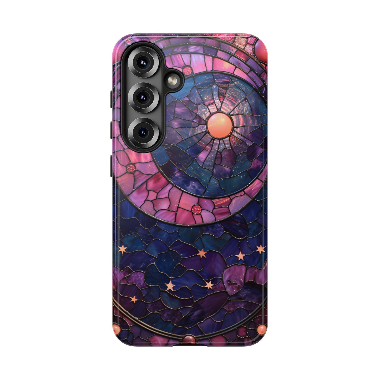 Pink Moon Tough Phone Cases in Stained Glass Design