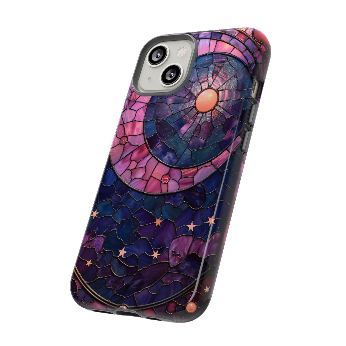 Pink Moon Tough Phone Cases in Stained Glass Design