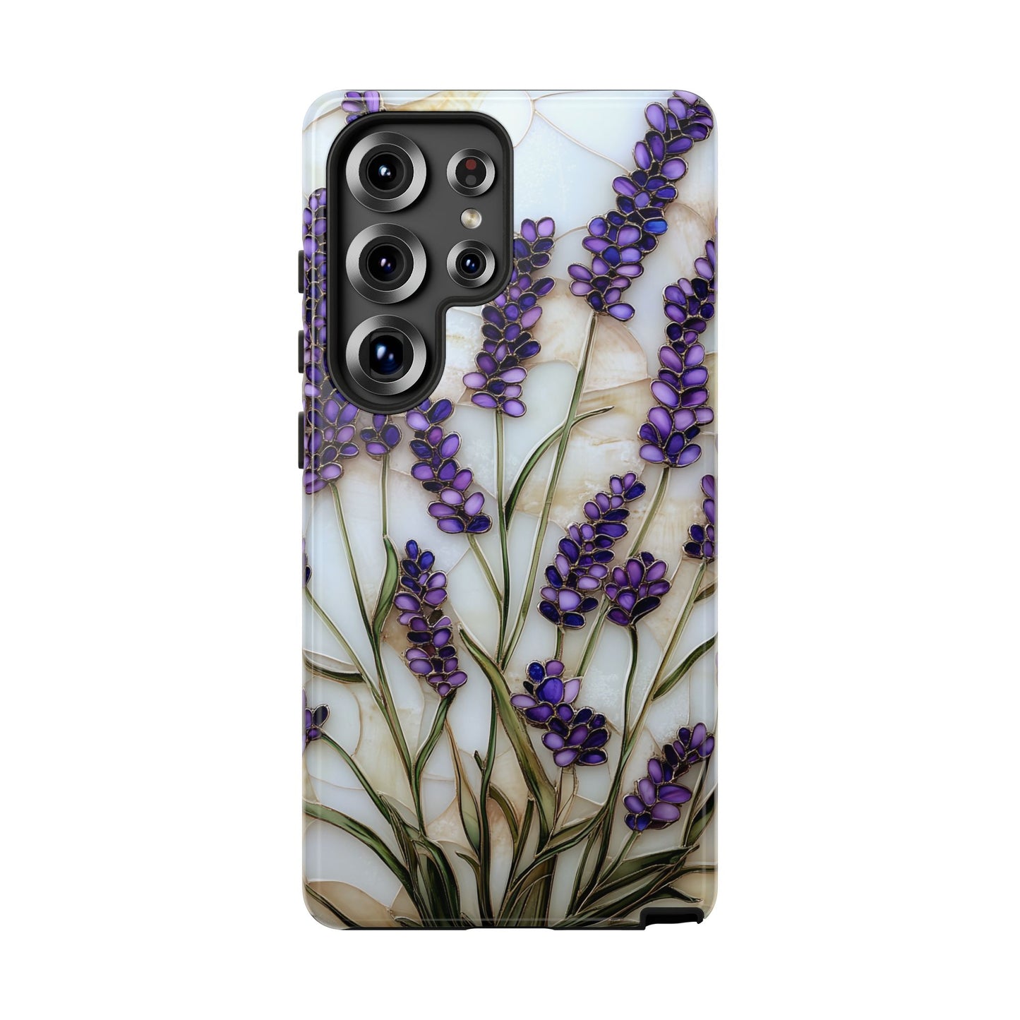 Floral Phone Case With Lavender in Stained Glass Motif