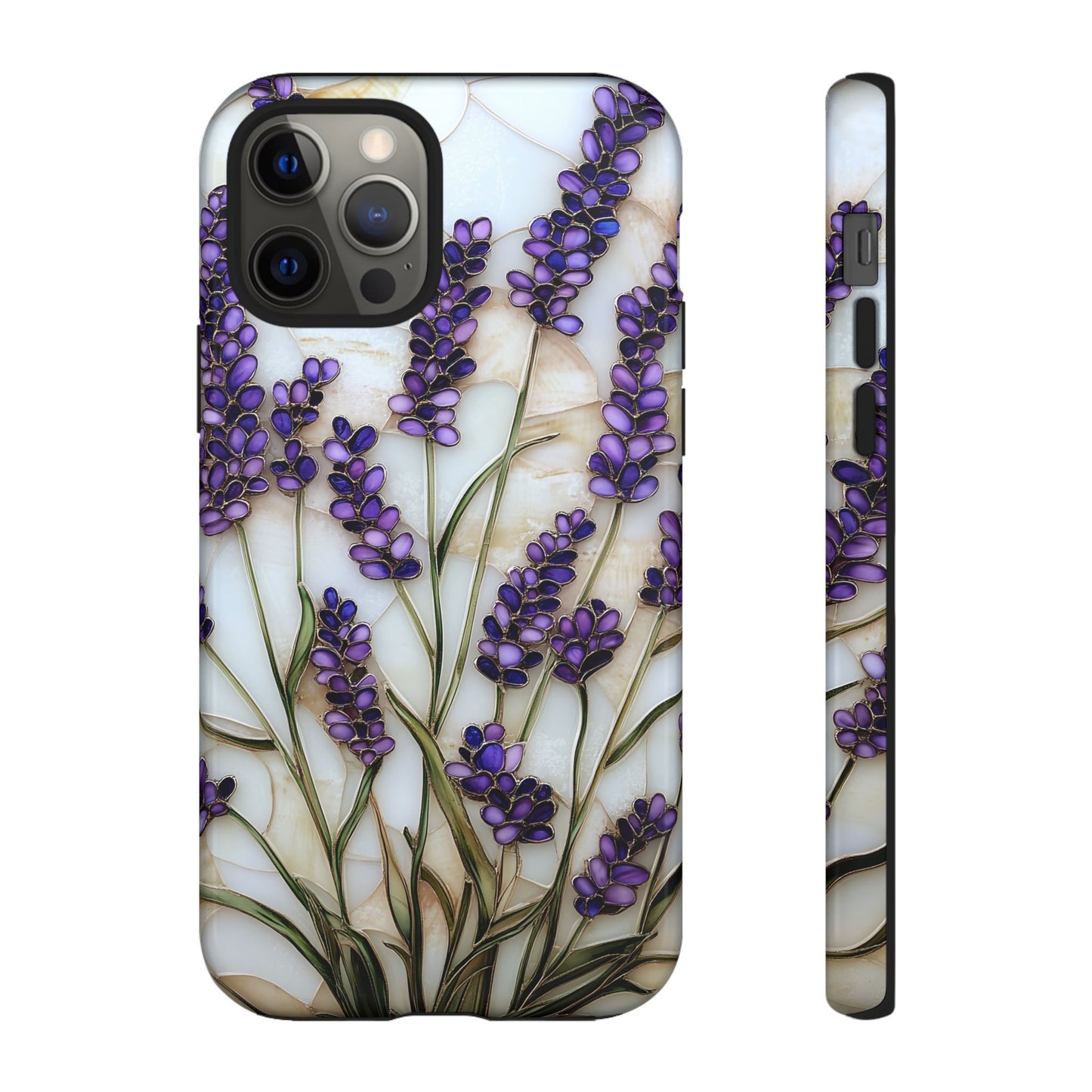 Floral Phone Case With Lavender in Stained Glass Motif
