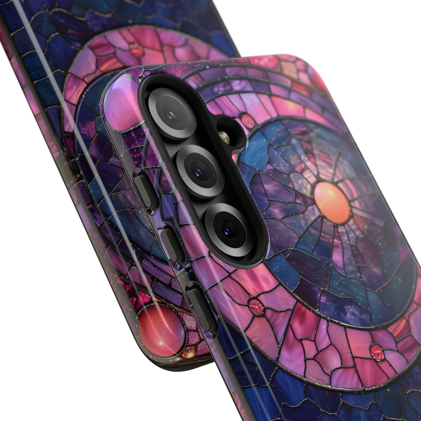 Pink Moon Tough Phone Cases in Stained Glass Design