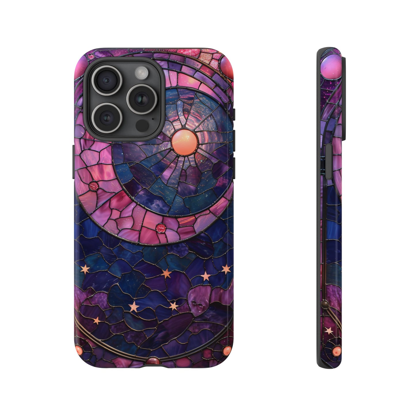 Pink Moon Tough Phone Cases in Stained Glass Design