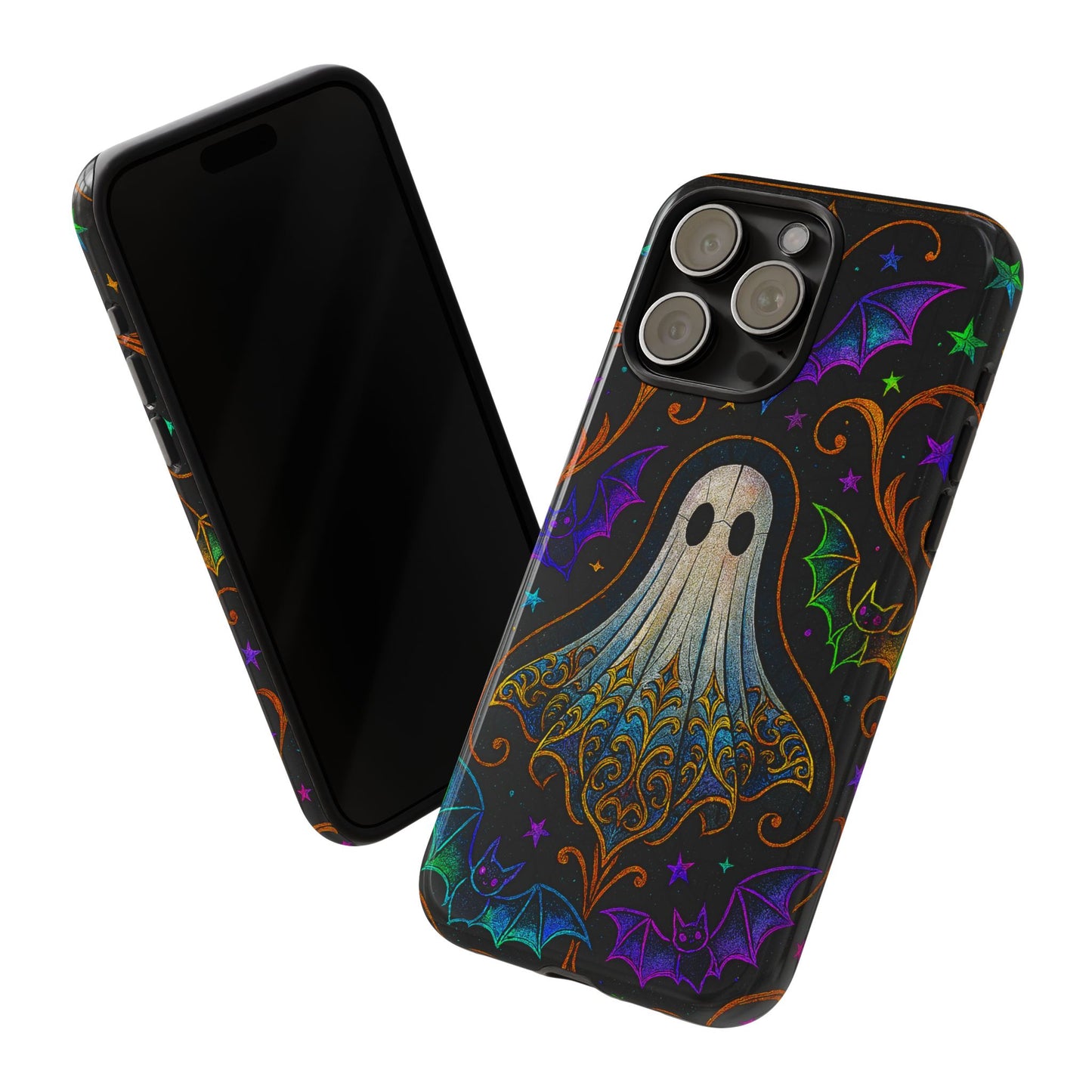 Spooky Cute Ghost Phone Cases - Adorable Neon Bats