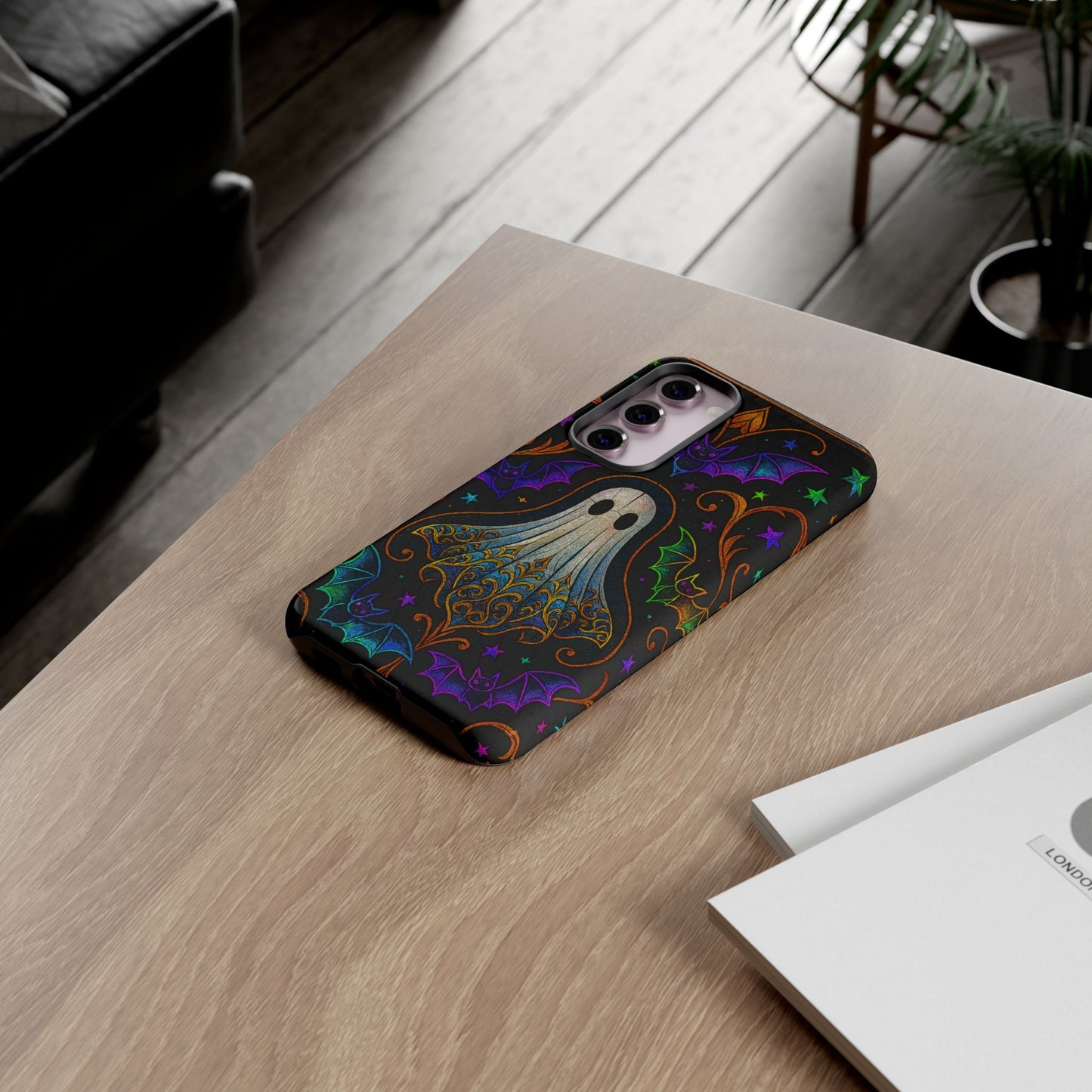Spooky Cute Ghost Phone Cases - Adorable Neon Bats
