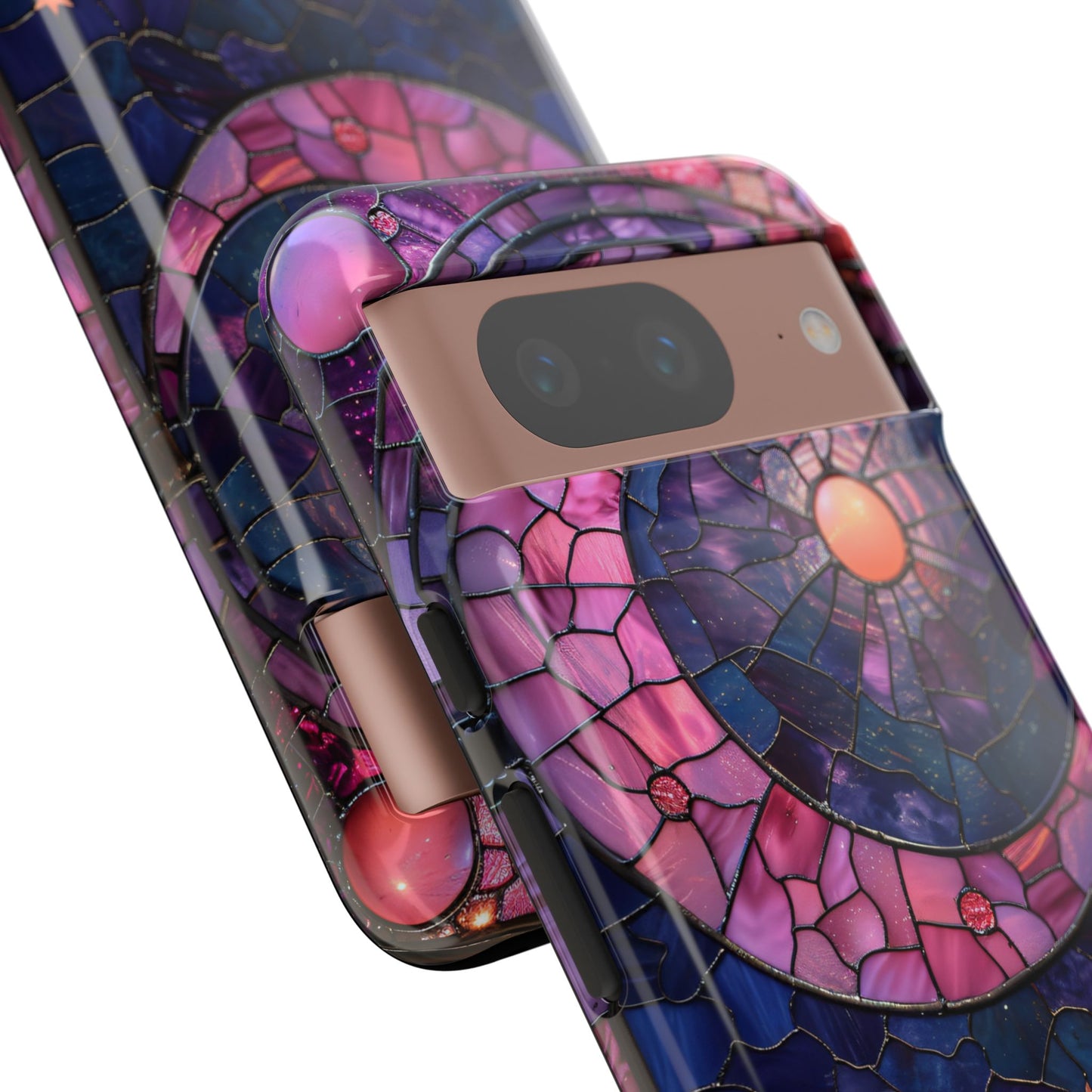 Pink Moon Tough Phone Cases in Stained Glass Design