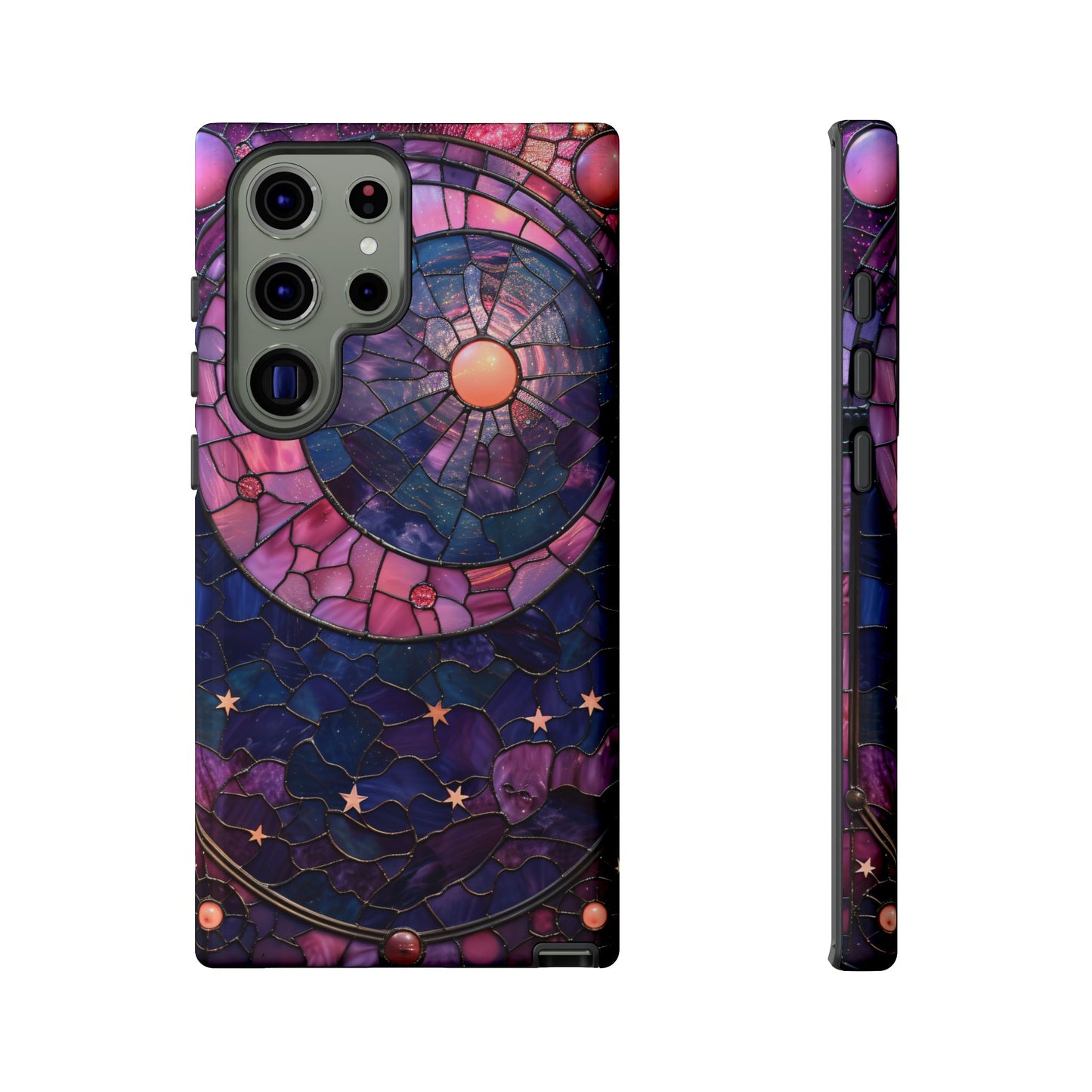 Pink Moon Tough Phone Cases in Stained Glass Design