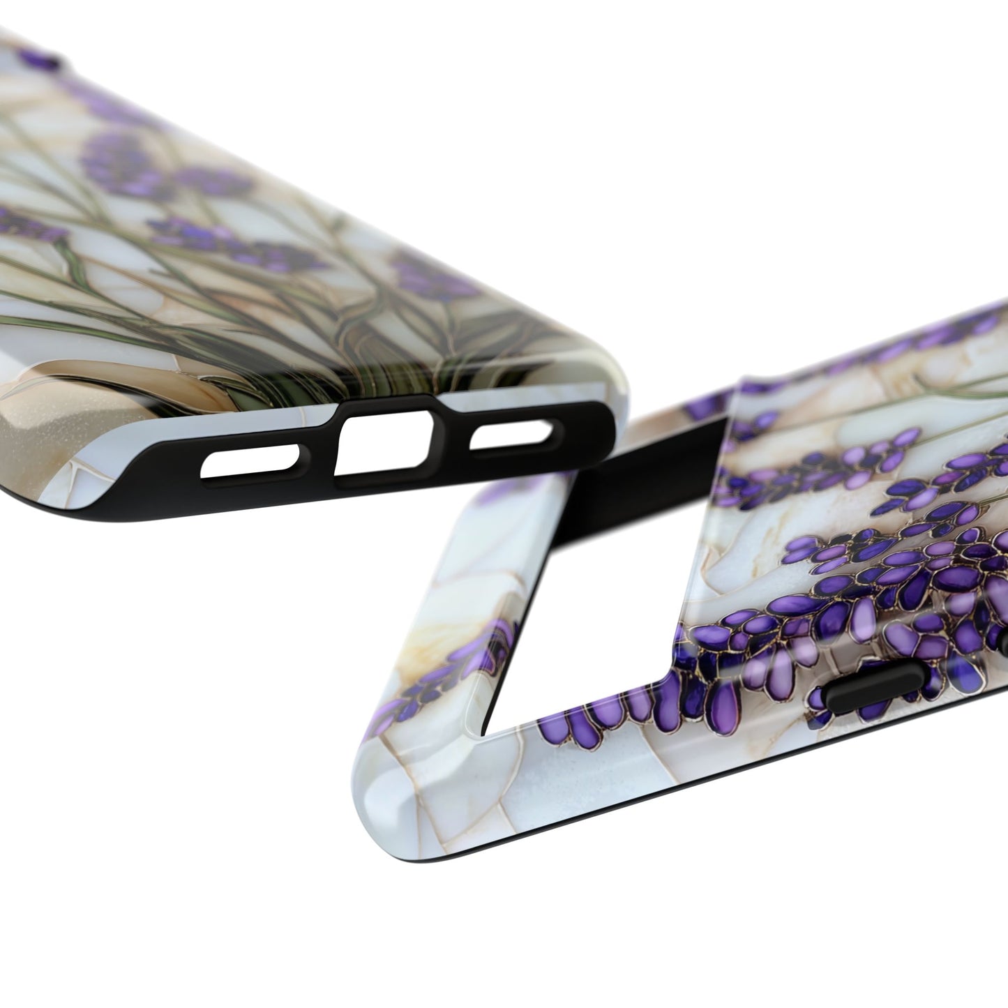 Floral Phone Case With Lavender in Stained Glass Motif
