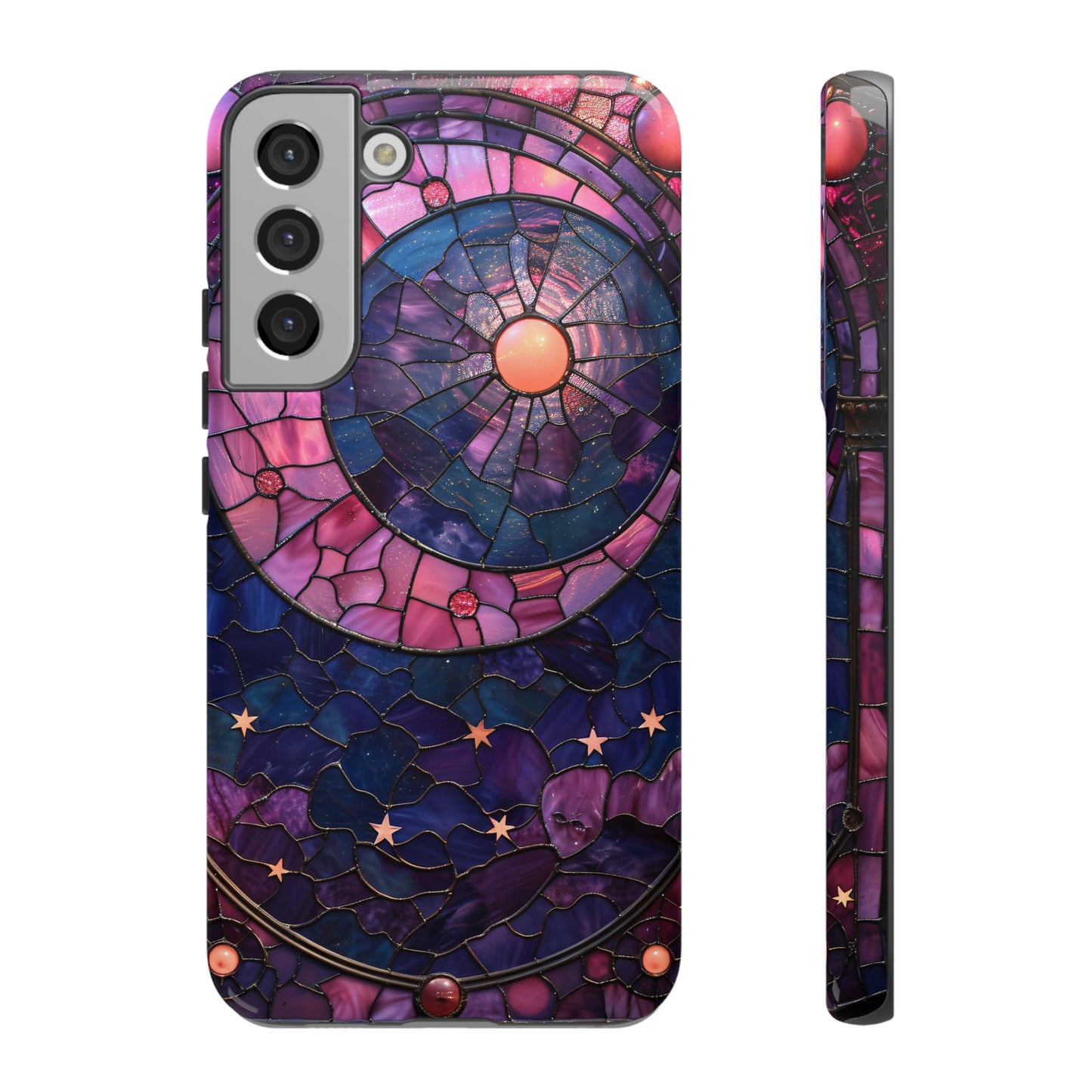 Pink Moon Tough Phone Cases in Stained Glass Design