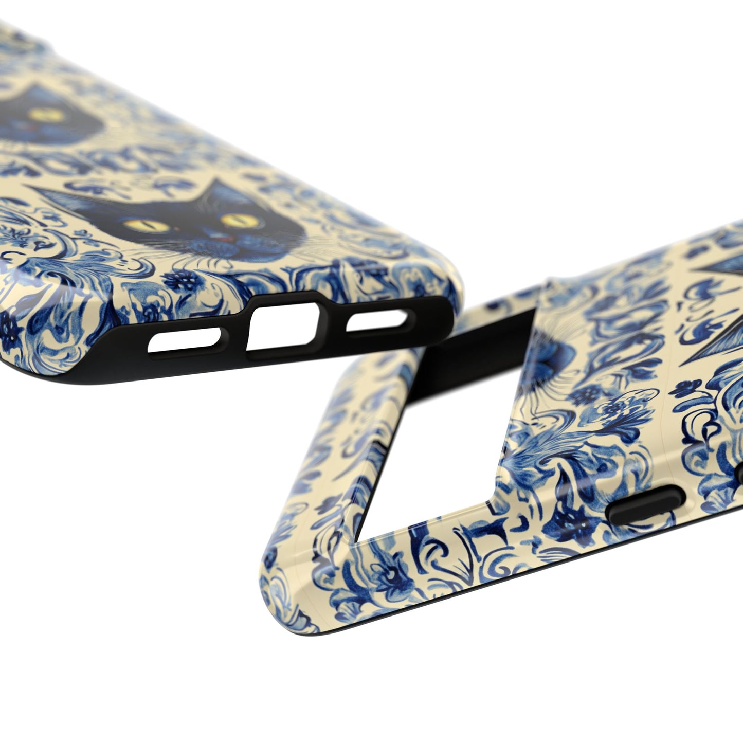 Tough Phone Case - Mediterranean Tile Motif With Blue Cats