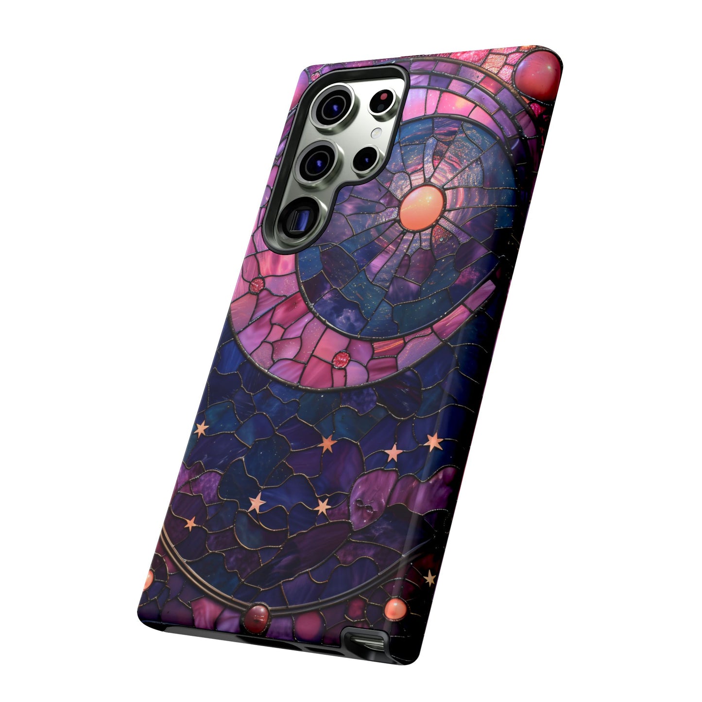 Pink Moon Tough Phone Cases in Stained Glass Design
