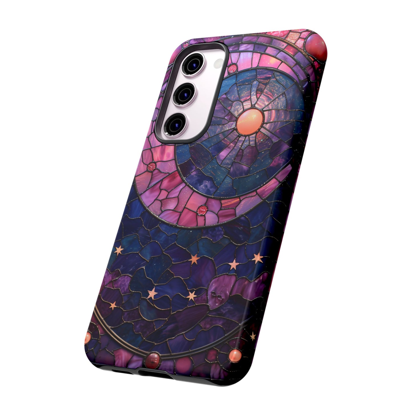 Pink Moon Tough Phone Cases in Stained Glass Design