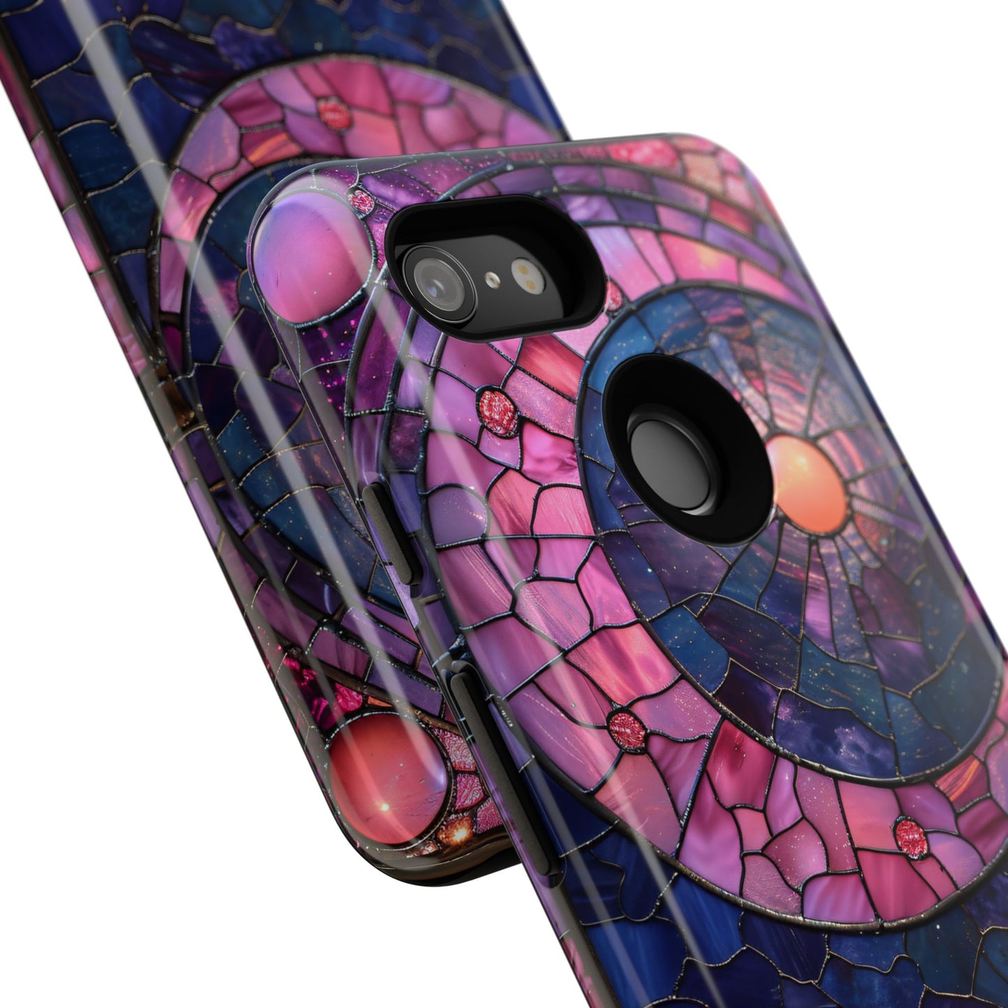 Pink Moon Tough Phone Cases in Stained Glass Design