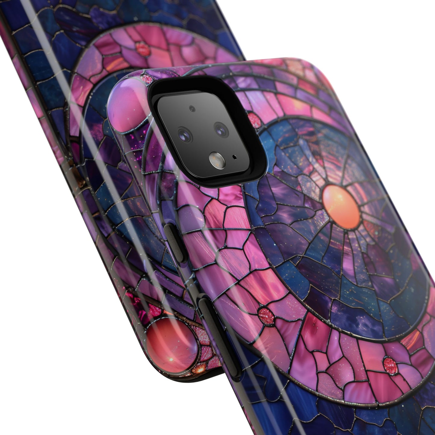 Pink Moon Tough Phone Cases in Stained Glass Design