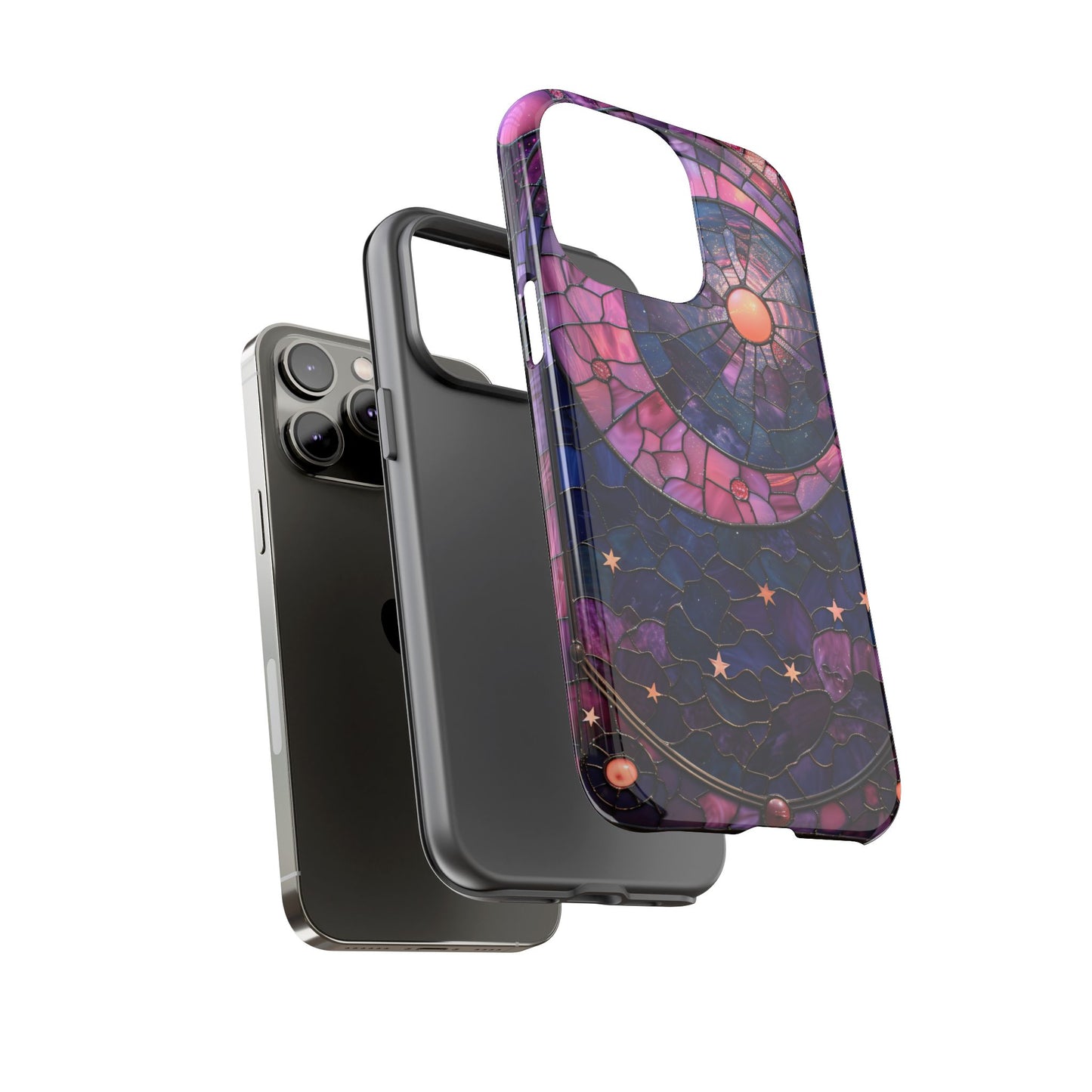Pink Moon Tough Phone Cases in Stained Glass Design