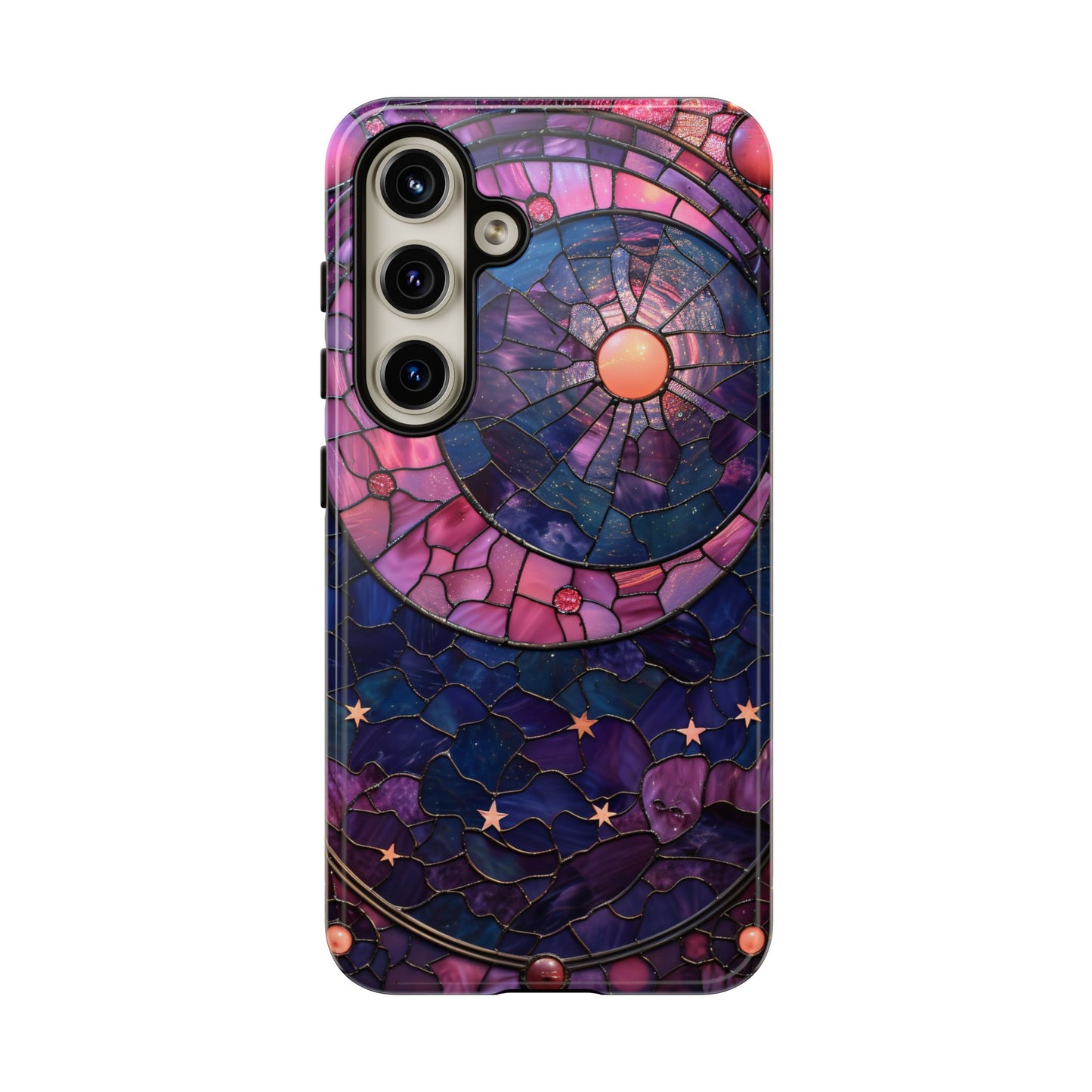 Pink Moon Tough Phone Cases in Stained Glass Design