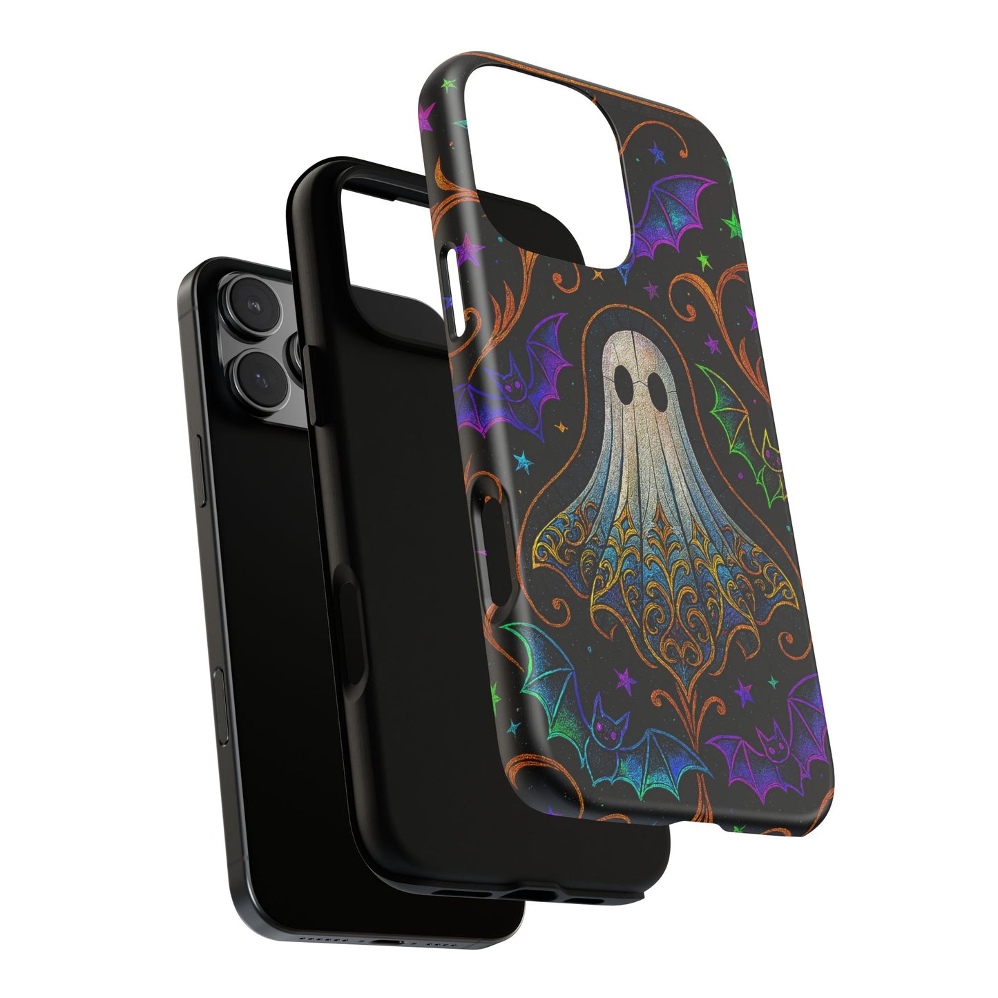 Spooky Cute Ghost Phone Cases - Adorable Neon Bats