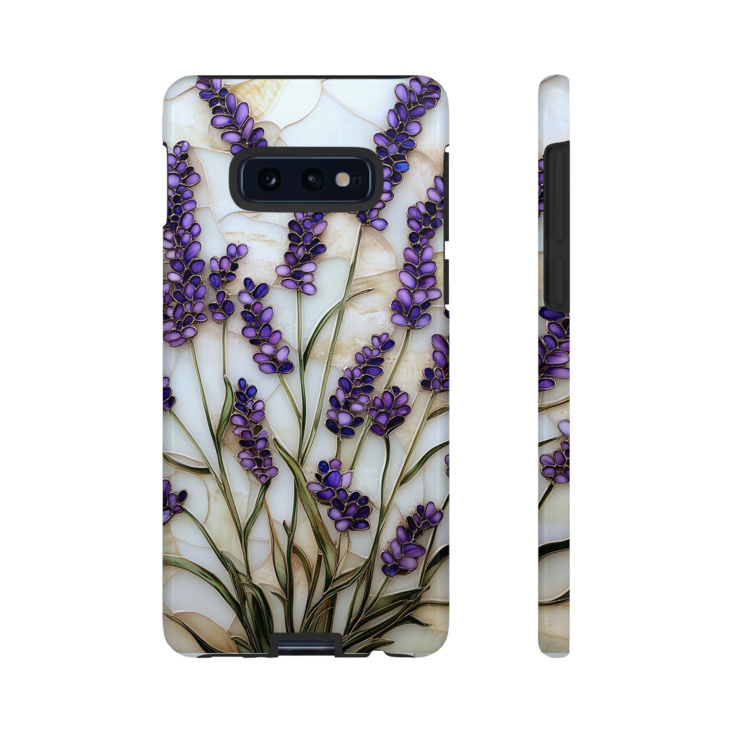 Floral Phone Case With Lavender in Stained Glass Motif