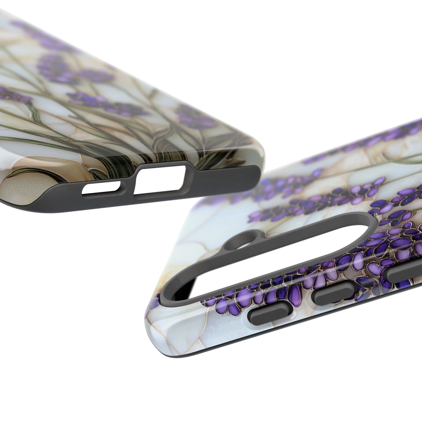 Floral Phone Case With Lavender in Stained Glass Motif
