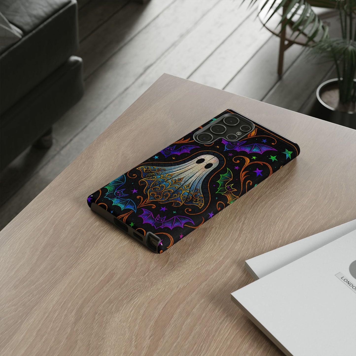 Spooky Cute Ghost Phone Cases - Adorable Neon Bats