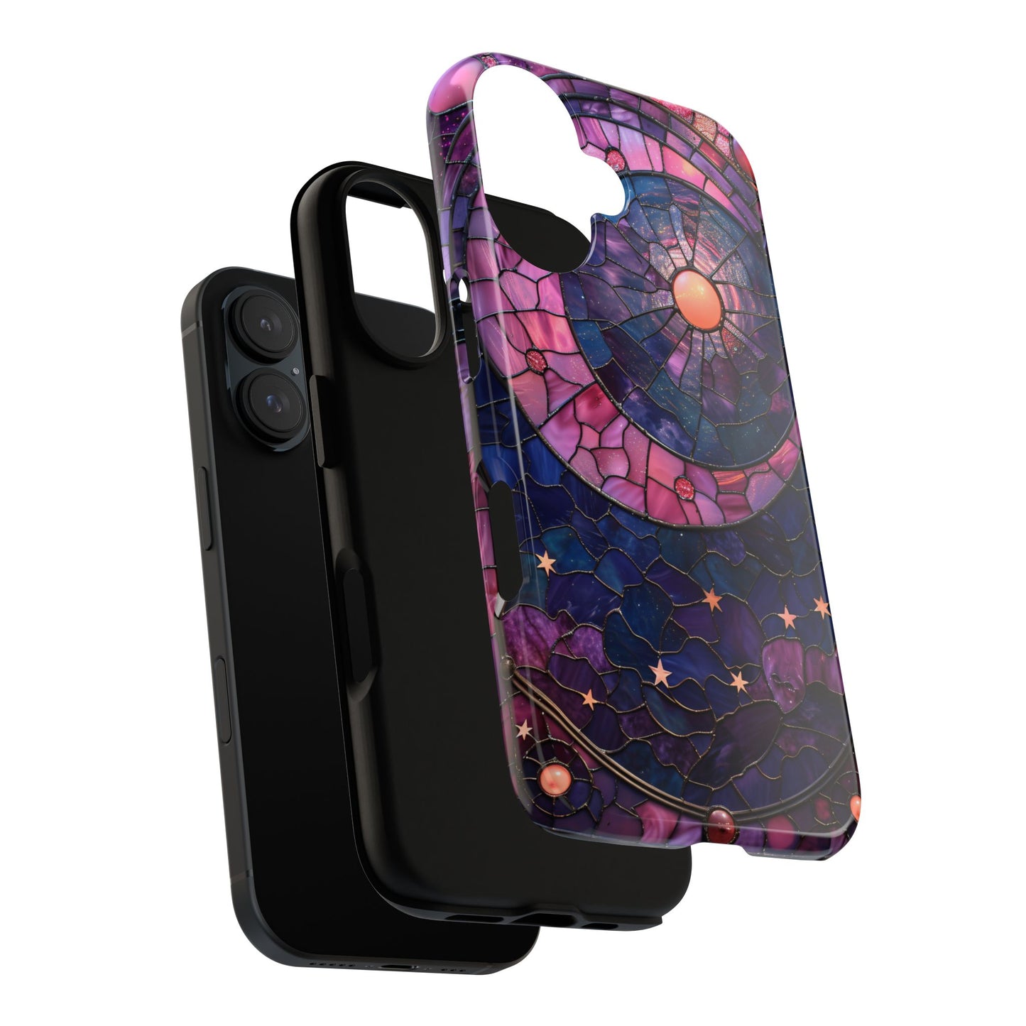 Pink Moon Tough Phone Cases in Stained Glass Design