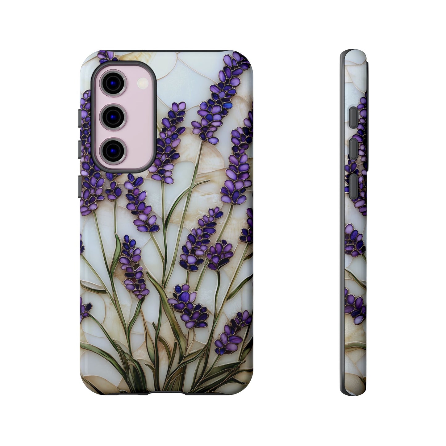 Floral Phone Case With Lavender in Stained Glass Motif