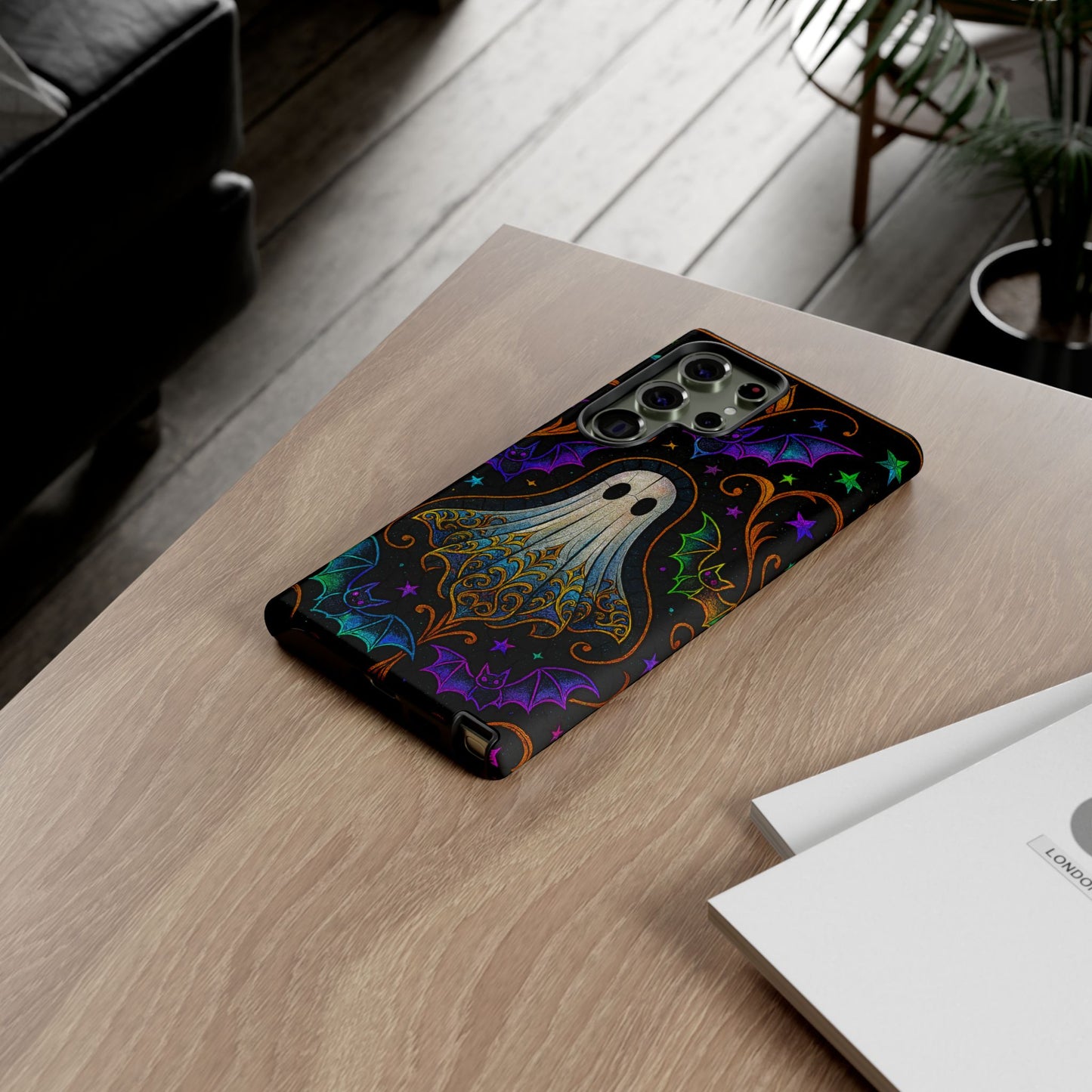 Spooky Cute Ghost Phone Cases - Adorable Neon Bats