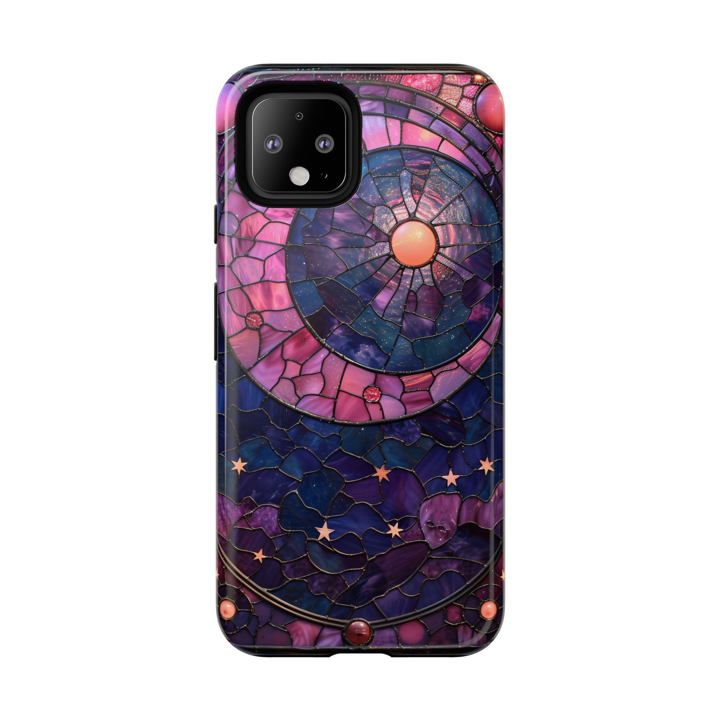 Pink Moon Tough Phone Cases in Stained Glass Design