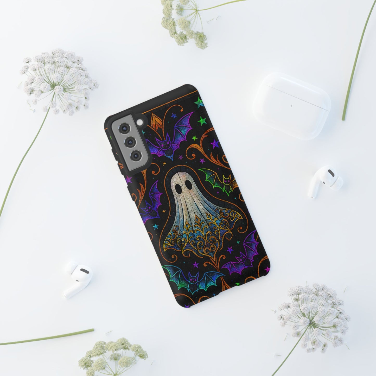 Spooky Cute Ghost Phone Cases - Adorable Neon Bats