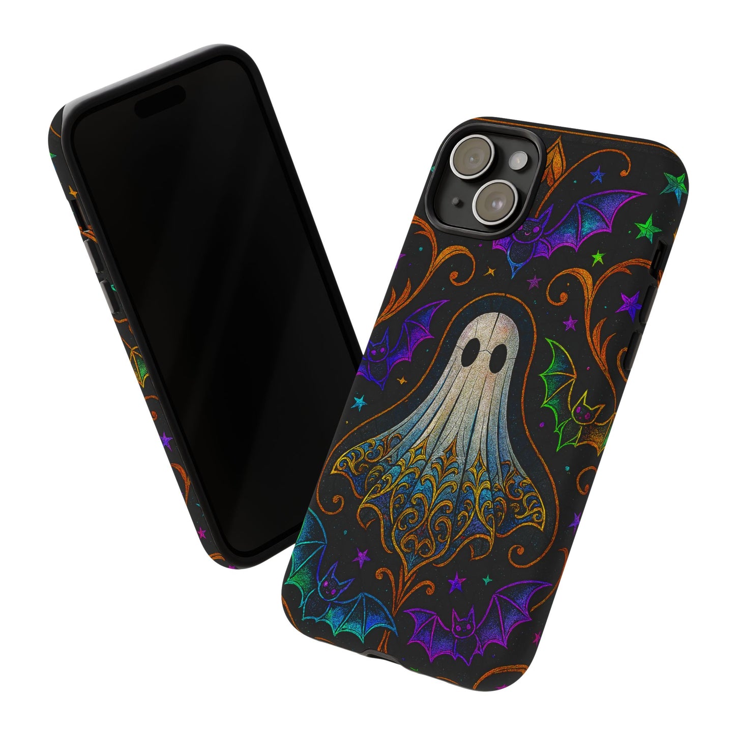 Spooky Cute Ghost Phone Cases - Adorable Neon Bats