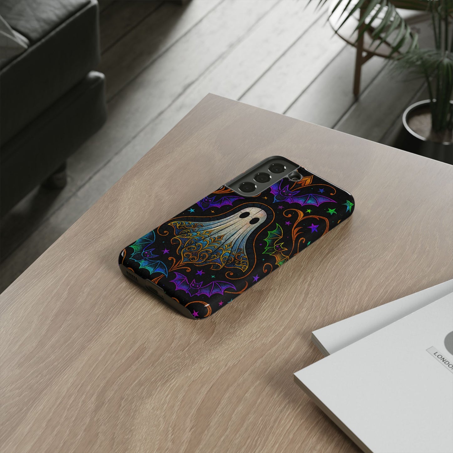 Spooky Cute Ghost Phone Cases - Adorable Neon Bats