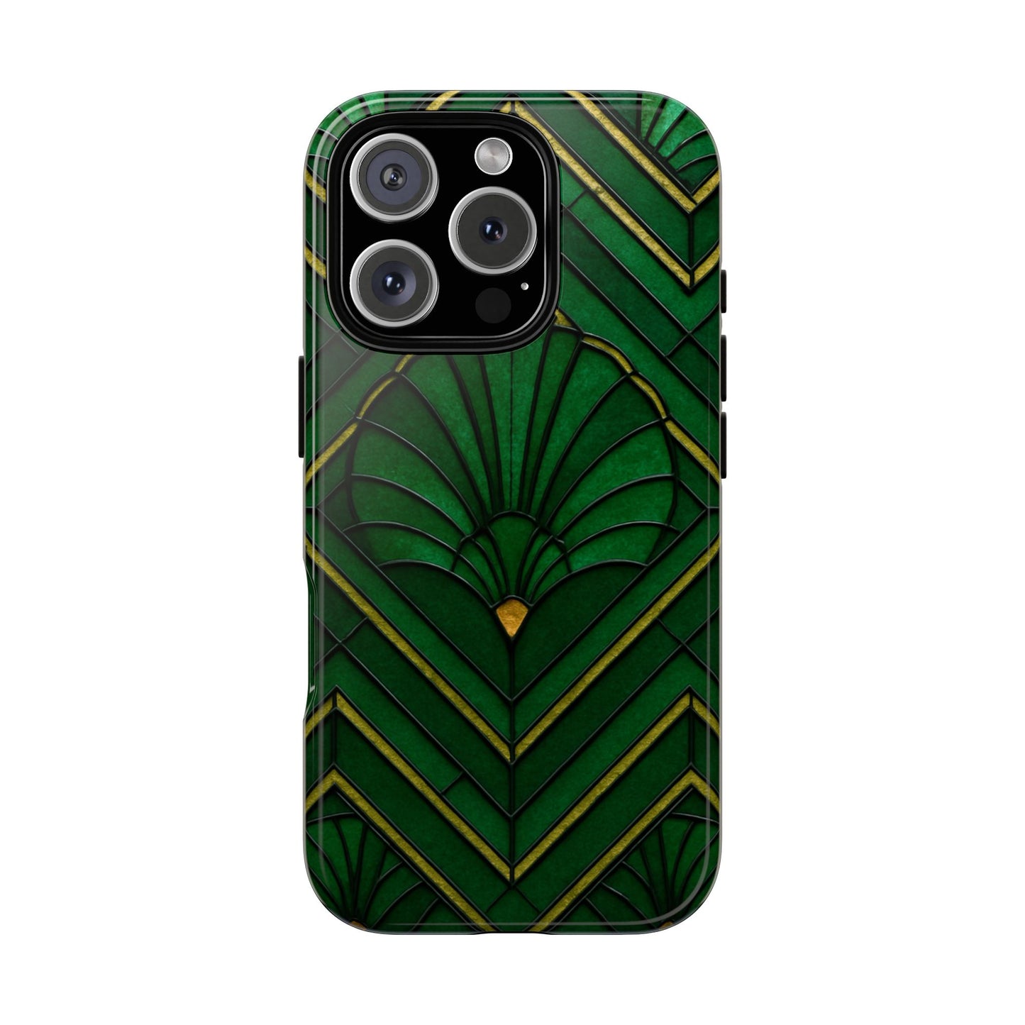 Green Art Deco Tough Phone Cases