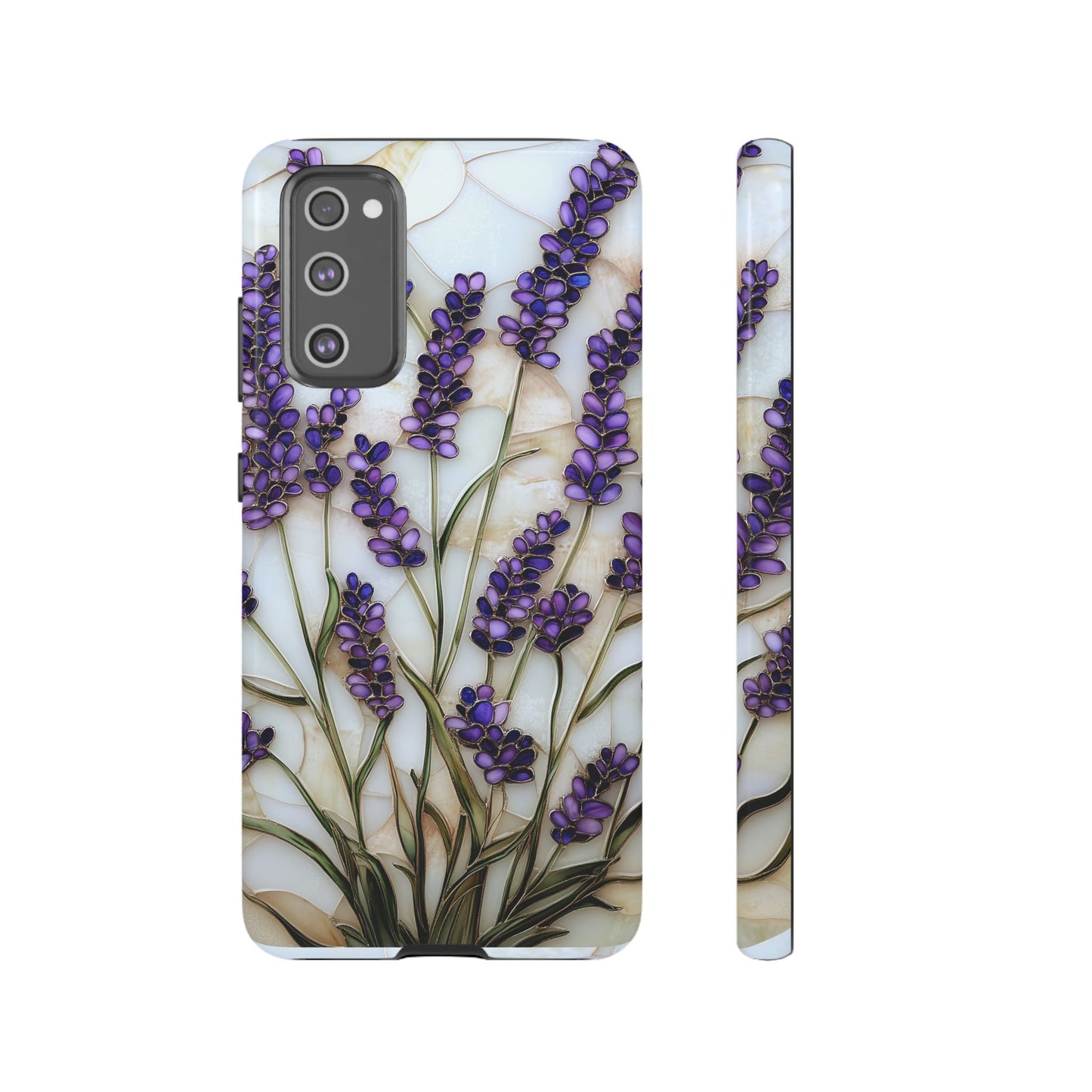 Floral Phone Case With Lavender in Stained Glass Motif