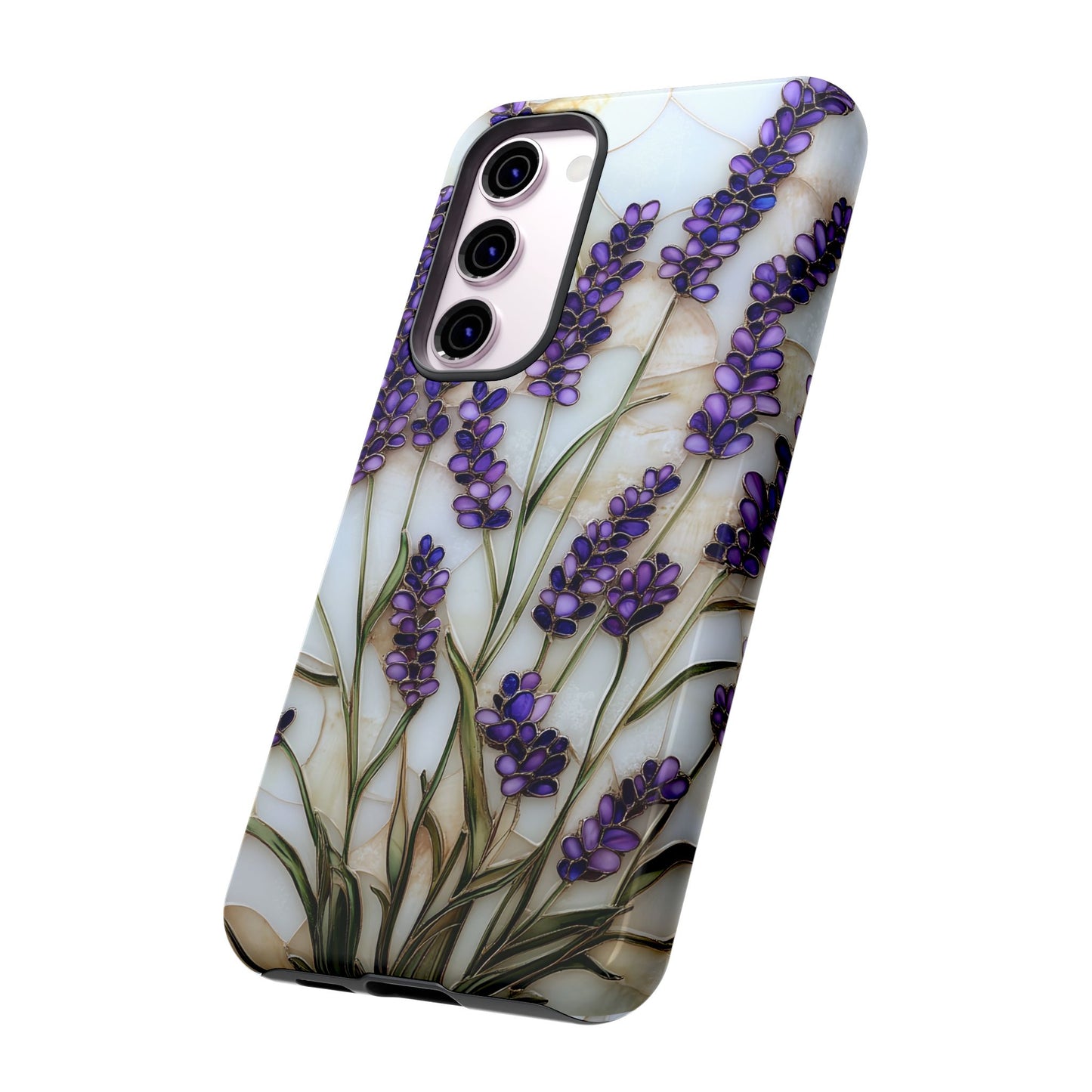 Floral Phone Case With Lavender in Stained Glass Motif